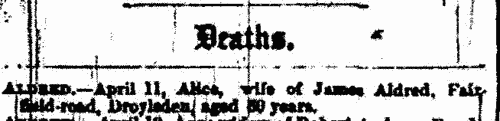 Deaths from Ashton-under-Lyne &c.
 (1877)