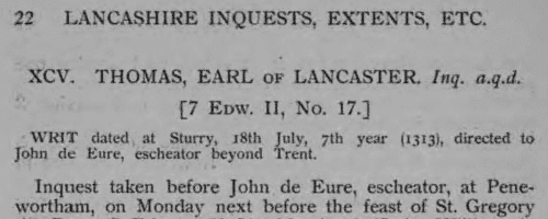 Lancashire landowners and their tenants
 (1310-1333)