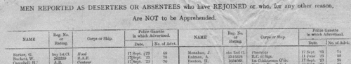 Deserters rejoining the armed forces
 (1923)