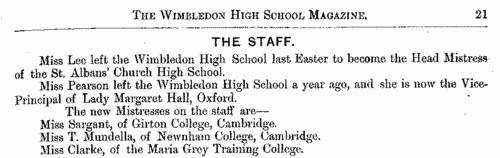 Wimbledon schoolgirls and schoolmistresses
 (1889)