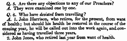 Wesleyan Methodist preachers withdrawing from the ministry
 (1810-1811)