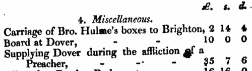 Wesleyan Methodist preachers' miscellaneous expenses
 (1812-1813)