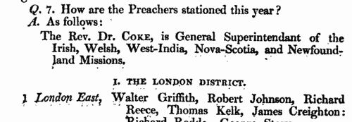 Wesleyan Methodist preachers (1809)