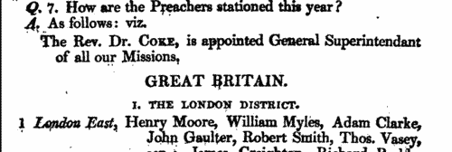 Wesleyan Methodist preachers
 (1813)