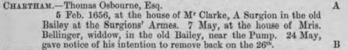 London lodginghouse keepers and innkeepers hosting dissidents from Kent
 (1656)