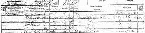 Inhabitants of Newington in Surrey
 (1851)