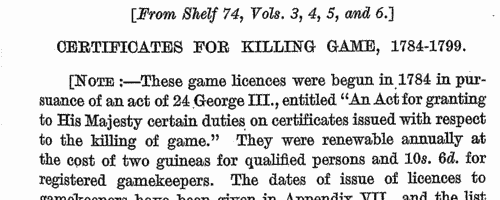 Hertfordshire hunters
 (1784-1799)