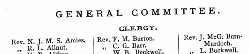 Clergy on the committees of the Anglican Church Congress (1892)