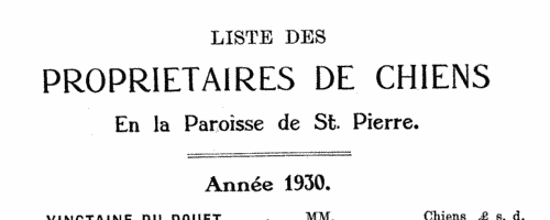 Dogowners in the parish of St Peter, Jersey
 (1930)