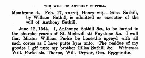 Knaresborough testators, legatees and witnesses
 (1510-1606)