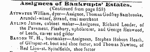 Assignees of bankrupts' estates in England and Wales
 (1845)