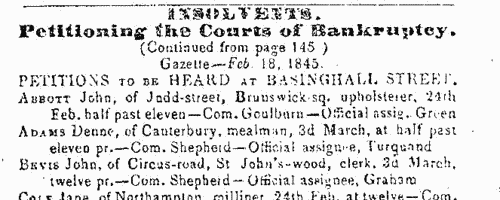 Insolvents in bankruptcy in England and Wales
 (1845)