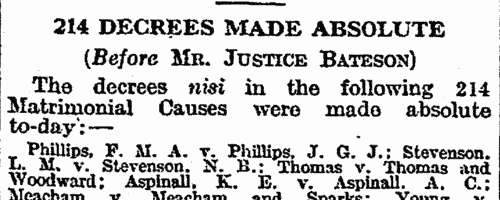 Co-respondents in divorce cases
 (1930)