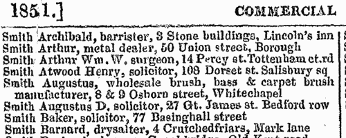 Traders and professionals in London
 (1851)