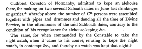 High Constables for the North Riding of Yorkshire
 (1605-1612)