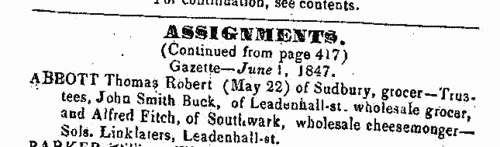 Assignments of bankrupts' estates in England and Wales
 (1847)