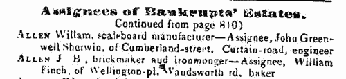 Assignees of bankrupts' estates in England and Wales
 (1847)