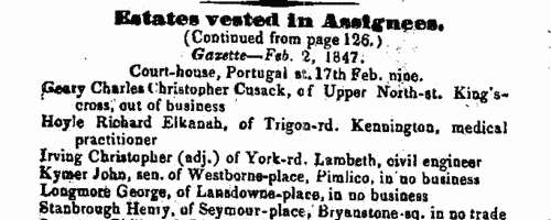 Insolvents imprisoned for debt in England and Wales
 (1847)