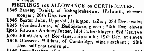 Bankrupts in England and Wales petitioning for discharge
 (1847)