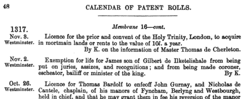 Grantees of offices, commissions and pardons
 (1317-1321)