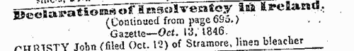 Declarations of insolvency in Ireland
 (1846)