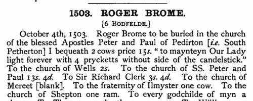 Somerset testators and legatees
 (1501-1530)