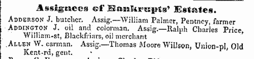 Assignees of bankrupts' estates in England and Wales
 (1850)