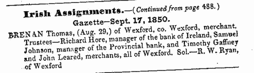 Assignments of bankrupts' estates in Ireland
 (1850)