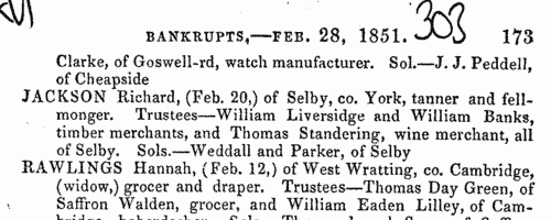 Bankrupts in England and Wales
 (1851)