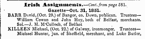 Assignments of bankrupts' estates in Ireland
 (1851)