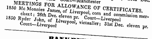 Bankrupts in England and Wales petitioning for discharge
 (1851)