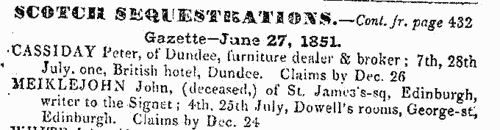 Scottish Bankrupts (1851)