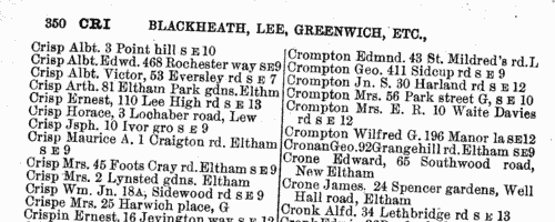 Inhabitants of Blackheath, Lee, Greenwich, Eltham and Mottingham
 (1937)