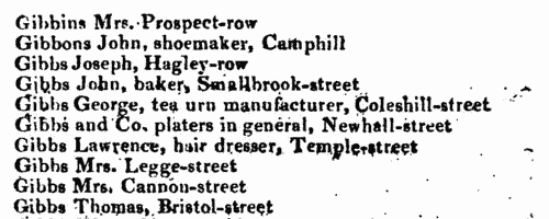 Merchants, Traders and Respectable Inhabitants of Birmingham
 (1818)