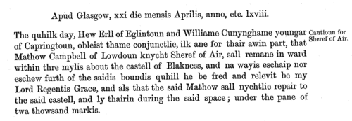 Scottish litigants, rebels and cautioners
 (1545-1569)