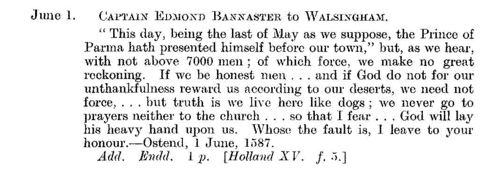 The English in Holland and Flanders
 (1587)