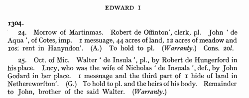Wiltshire Feet of Fines
 (1273-1326)