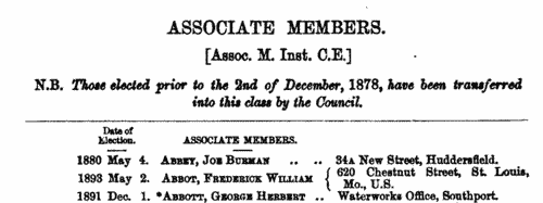 Associate Members of the Institution of Civil Engineers
 (1904)