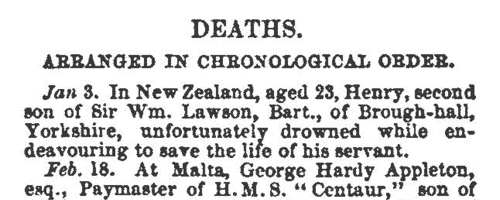 Deaths, Marriages, News and Promotions (1857)