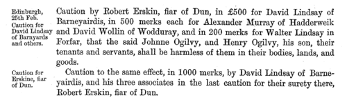 Scottish litigants, rebels and cautioners
 (1585-1592)