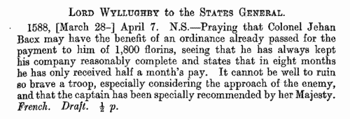 Lord Willoughby in the Netherlands
 (1580-1601)