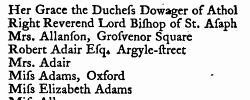 Subscribers to Ann Yearsley's Poems on Several Occasions
 (1785)