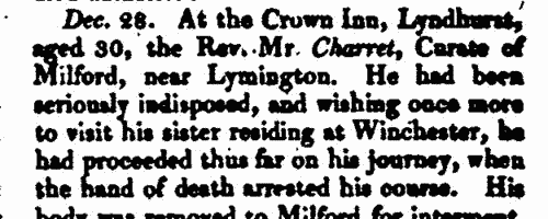 Deaths, Marriages, News and Promotions
 (1824)