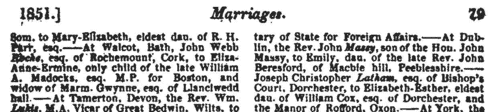Deaths, Marriages, News and Promotions (1851)