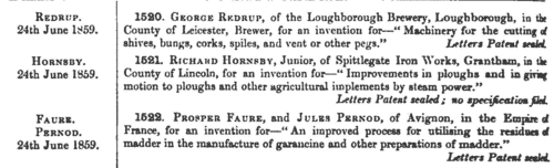 Patentees of New Inventions
 (1859)