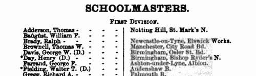 Trainee Schoolmasters at Chester
 (1877)