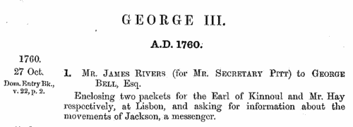 Accused of sheepstealing, imprisoned in York
 (1760-1761)