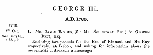 Royal messengers 
 (1760-1761)
