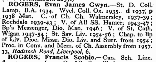 Appointments of Anglican Clergy
 (1957)