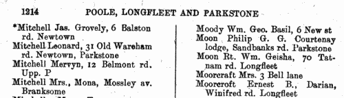 Residents of Poole, Longfleet and Parkstone
 (1934)